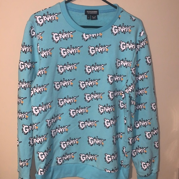 Giovanni La Venganza Large Giovanni Print Blue Sweatshirt - Picture 1 of 3